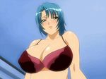  animated_gif blue_hair blush bouncing_breasts bra bra_pull breasts doki_doki_oyako_lesson dokidoki_oyako_lesson:_oshiete_h_na_obenkyou green_eyes huge_breasts learning_the_hard_way milf nipples satou_nami underwear 