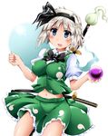  alternate_breast_size blue_eyes breasts hitodama konpaku_youmu konpaku_youmu_(ghost) large_breasts messy_hair navel occult_ball silver_hair solo thighs touhou train_90 