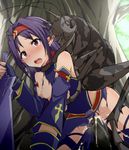  bare_shoulders bestiality blue_gloves blush breasts bug cum cum_in_pussy detached_sleeves fingerless_gloves gloves hairband hetero insect licking long_hair mingaru nipples open_mouth pointy_ears purple_hair red_eyes sex small_breasts solo_focus sword sword_art_online tongue tongue_out torn_clothes weapon yuuki_(sao) 