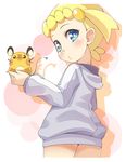  blonde_hair blue_eyes blush bonnie clothing cute dedenne eyelashes hair hamster hoodie loli looking_at_viewer mammal nintendo pok&eacute;mon rodent short_hair sweatshirt video_games youki young 