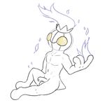  anthro balls chandelure fire flaming looking_at_viewer male nintendo nude penis pok&eacute;mon posexe simple_background solo video_games white_background yellow_eyes 