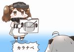  ahoge alternate_costume brown_eyes brown_hair comic cosplay dress horns kantai_collection long_hair mittens multiple_girls northern_ocean_hime northern_ocean_hime_(cosplay) pale_skin pot ryuujou_(kantai_collection) shinkaisei-kan shuffle! sleeveless sleeveless_dress tanaka_kusao translated white_dress white_hair white_skin 