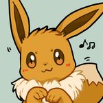  beamed_eighth_notes brown_eyes eevee eighth_note face flat_color gen_1_pokemon looking_at_viewer lowres musical_note no_humans pokemon pokemon_(creature) simple_background solo zrae 