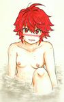  absurdres bathing blush breasts fire_emblem fire_emblem_if highres hinoka_(fire_emblem_if) looking_at_viewer mehonobu_g navel nipples nude partially_submerged red_eyes red_hair short_hair small_breasts solo sweatdrop water wavy_mouth 