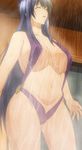 1girl animated animated_gif breasts curvy huge_breasts long_hair maken-ki! nijou_aki shower sling_bikini solo stitched takami_akio wide_hips 