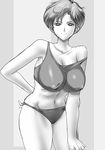  1girl bare_legs bare_shoulders bishoujo_senshi_sailor_moon bra breasts female gloves hikawadou large_breasts looking_at_viewer monochrome panties sailor_uranus short_hair smile solo ten&#039;ou_haruka ten'ou_haruka underwear 