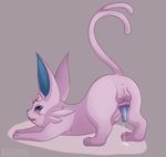  animal_genitalia balls blush butt cum eeveelution egging_(artist) erection espeon feral fur looking_back male nintendo open_mouth penis pok&eacute;mon presenting presenting_hindquarters raised_tail simple_background smile solo video_games 