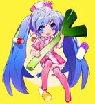  :d bad_id bad_pixiv_id blue_eyes blue_hair hat hatsune_miku koiiro_byoutou_(vocaloid) long_hair looking_at_viewer minigirl nurse nurse_cap open_mouth pill pink_legwear prophet_chu smile solo spring_onion thighhighs twintails very_long_hair vocaloid 