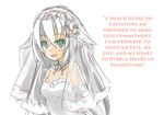  1girl black_heart choujigen_game_neptune choujigen_game_neptune_mk2 compile_heart dress green_eyes idea_factory long_hair neptune_(series) noire open_mouth smile solo symbol-shaped_pupils veil wedding_dress white_hair yuri 