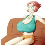  big_breasts blue_eyes blush breasts cleavage clothed clothing female hair huge_breasts necklace pearl_(steven_universe) pink_hair solo steven_universe unknown_artist 