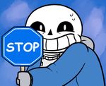  bone english_text looking_at_viewer male sans_(undertale) sign skeleton solo text undertale 