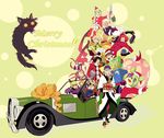  akira_agarkar_yamada black_hair blonde_hair bow car christmas crossover dark_skin dark_skinned_male facial_mark geta gift glasses ground_vehicle haru_(tsuritama) irabu_ichirou japanese_clothes kusuriuri_(mononoke) kuuchuu_buranko male_focus map merry_christmas mononoke motor_vehicle multicolored_hair multiple_boys multiple_persona ninagawa_yaeko red_hair sanada_yuki santa_costume smile tsuritama usami_natsuki v 