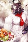  bad_pixiv_id chef chef_hat cook food fork gas_mask hat highres original reito6 solo 