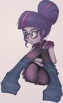  clothing conoghi equestria_girls eyewear glasses hair human legwear mammal my_little_pony purple_hair purple_skin tights twilight_sparkle_(eg) uniform 