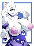  2015 anthro areola big_breasts breasts caprine female goat horn huge_breasts mammal mature_female nipples solo suddenhack toriel undertale video_games 