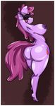  2015 absurd_res anthro anthrofied areola barefoot berry_punch_(mlp) big_breasts breasts butt cutie_mark earth_pony equine female friendship_is_magic hair half-closed_eyes hi_res horse huge_breasts looking_at_viewer mammal my_little_pony nipples nude plantigrade pony purple_hair sanders solo white_border 