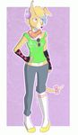  anthro blonde_hair blue_hair bow breasts canine clothed clothing dog eyewear female gloves green_eyes greyhound hair headphones hipster mammal multicolored_hair saetia scarf smile solo sunglasses two_tone_hair 