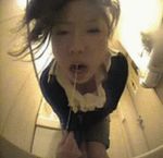  1girl animated animated_gif asian photo restroom solo toilet uncensored vomit what 
