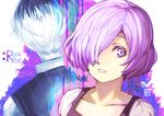  1girl hair_over_one_eye hiroki_(hirokiart) kirishima_touka purple_eyes purple_hair sasaki_haise short_hair signature tokyo_ghoul tokyo_ghoul:re white_hair 