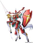  centaur kuzuryuu_kennosuke lance mecha no_humans original polearm robot shield simple_background weapon white_background 