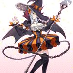  breasts carmilla_(fate/grand_order) chain cleavage corset cosplay elizabeth_bathory_(fate) elizabeth_bathory_(fate)_(all) elizabeth_bathory_(halloween)_(fate) elizabeth_bathory_(halloween)_(fate)_(cosplay) fate/grand_order fate_(series) halloween_costume hat huge_breasts iz296 simple_background solo staff thighhighs white_background white_hair witch_hat yellow_eyes zettai_ryouiki 