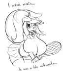  anthro big_breasts breast_squish breasts canine clothed clothing collar english_text fangs female fox fur fyxe hair huge_breasts long_hair mammal monochrome solo tennis tennis_racket text visor wide_hips 