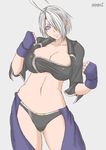  angel_(kof) blue_eyes breasts curvy king_of_fighters kof midriff papepox2 sexy short_hair smile snk white_hair 