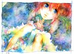  blue_eyes gintama kagura_(gintama) muttiy red_hair solo traditional_media watercolor_(medium) 