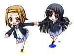  akiyama_mio bad_id bad_pixiv_id black_eyes blue_eyes brown_eyes brown_hair chibi dragging k-on! kurou_(quadruple_zero) long_hair multiple_girls school_uniform short_hair tainaka_ritsu 