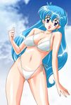  beach bikini blue_hair long_hair smile stewardess swimsuit tenjouin_katsura very_long_hair yat_anshin_uchuu_ryokou 