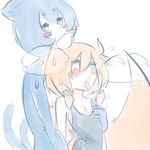  blush canine cat duo feline female female/female fox happy mammal open_mouth popopoka_(artist) popopoka_(character) simple_background suggestive sweat tagme tongue tongue_out 