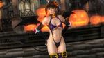  3d breasts brown_eyes brown_hair dead_or_alive dead_or_alive_5 halloween large_breasts lei_fang official_art pumpkin succubus underboob wallpaper 
