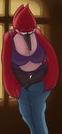  anthro avian big_breasts bird bra breasts cartoon_network chubby cleavage clothed clothing female margaret outside panties regular_show solo thick_thighs thingshappen underwear undressing wide_hips 