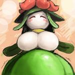  big_breasts blush breasts bronzecatworld eyes_closed female flora_fauna flower lilligant mouthless nintendo noseless plant pok&eacute;mon solo video_games 