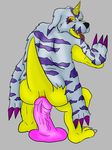  anal clothing digimon dragon gabumon horn lizard male muskie red_eyes reptile scalie sex_toy tongue tongue_out 