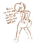  anthro big_butt bottomless butt chipmunk clothed clothing english_text female half-dressed huge_butt mammal norithics rodent sally_acorn solo sonic_(series) text 