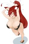  2015 animal_humanoid big_breasts bikini blush breasts canine clothing female footwear fox fox_humanoid geta hair huge_breasts humanoid inner_ear_fluff long_hair mammal open_mouth red_hair redx331 sandals simple_background solo swimsuit white_background yellow_eyes 
