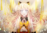  :d bad_id bad_pixiv_id blonde_hair blue_eyes long_hair microphone open_mouth piyo_(ppotatto) seeu smile solo tears vocaloid 