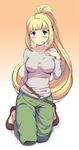  blonde_hair blue_eyes blush breasts collarbone gundam gundam_tekketsu_no_orphans kudelia_aina_bernstein long_hair matsuzaki_yutaka medium_breasts ponytail solo very_long_hair 