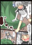  @_@ bad_feet bad_hands comic gaoo_(frpjx283) highres minigirl original shirt shirt_hold tablet-tan throwing translated tsundere white_hair 