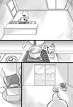  box cardboard_box cat comic fire from_behind ghost greyscale haramaki in_box in_container indoors jibanyan monochrome multiple_tails negative_space no_humans notched_ear shiranami_(kominato) tail tail-tip_fire translation_request two_tails whisper_(youkai_watch) youkai youkai_watch 