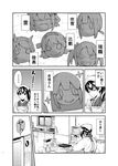  1girl akagi_(kantai_collection) alternate_costume ayasugi_tsubaki comic cookie cooking food fubuki_(kantai_collection) greyscale hiei_(kantai_collection) housewife ikazuchi_(kantai_collection) kaga_(kantai_collection) kantai_collection kappougi monochrome mutsu_(kantai_collection) spoken_ellipsis translated zuikaku_(kantai_collection) 