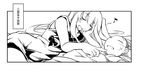  1girl :d aircraft_carrier_oni bare_arms capera comic eighth_note eyebrows_visible_through_hair greyscale kantai_collection long_hair lying monochrome music musical_note open_mouth shinkaisei-kan singing sleeping smile translated 