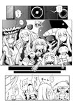  /\/\/\ 1boy 5girls :d ^_^ aircraft_carrier_oni arm_up bangs camera capera closed_eyes comic eighth_note enemy_aircraft_(kantai_collection) eyebrows_visible_through_hair flying_sweatdrops greyscale grin hair_between_eyes headgear highres i-class_destroyer index_finger_raised kantai_collection long_hair monochrome multiple_girls musical_note northern_ocean_hime o_o open_mouth pose re-class_battleship school_uniform serafuku sharp_teeth shinkaisei-kan smile speech_bubble ta-class_battleship teeth translated v v-shaped_eyebrows v_arms wo-class_aircraft_carrier 
