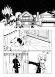  adrian_ferrer animal_ears bed building bunny_ears comic curtains dressing extra_ears greyscale house indoors monochrome night night_sky on_bed plant reisen_udongein_inaba rubbing_eyes shower_curtain shower_head showering silhouette sitting sky touhou tree waking_up water 