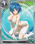  artist_request bandages blue_hair blush breasts card_(medium) character_name chess_piece gloves halloween_costume high_school_dxd knight_(chess) large_breasts loose_thighhigh multicolored_hair official_art over-kneehighs pale_skin shoes short_hair solo thighhighs torn_clothes trading_card xenovia_quarta yellow_eyes 