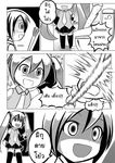  1girl catstudioinc_(punepuni) check_translation comic detached_sleeves greyscale hitting kaito left-to-right_manga mikudayoo monochrome necktie pants_down sitting skirt spring_onion thai toilet toilet_use translation_request twintails vocaloid 