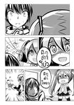  1boy 1girl catstudioinc_(punepuni) check_translation comic detached_sleeves emphasis_lines greyscale hitting kaito kicking left-to-right_manga mikudayoo monochrome necktie shaded_face skirt spring_onion thai translation_request turn_pale twintails vocaloid 