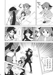  animal_ears comic detached_sleeves dog_ears doujinshi fuantei greyscale hakurei_reimu highres holding houjuu_nue kasodani_kyouko kijin_seija monochrome multiple_girls outstretched_arms pantyhose spread_arms torn_clothes touhou translated 