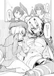  3girls blush budget_sarashi comic fellatio fingerless_gloves futa_with_male futanari genderswap genderswap_(ftm) gloves greyscale hat headgear kantai_collection large_penis mogami_(kantai_collection) monochrome multiple_girls musashi_(kantai_collection) oral penis pussy ryou sailor_hat sarashi sendai_(kantai_collection) shimakaze-kun shimakaze_(kantai_collection) short_hair thighhighs translated twintails z1_leberecht_maass_(kantai_collection) 